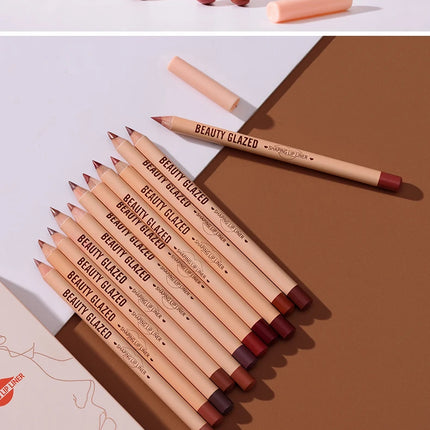 12pcs Lip Liner Pencil Set Matte Nude Sharping Lipliner Pencil Lipstick Waterproof Long Lasting Lipstick Pen Lip Tint Cosmetics