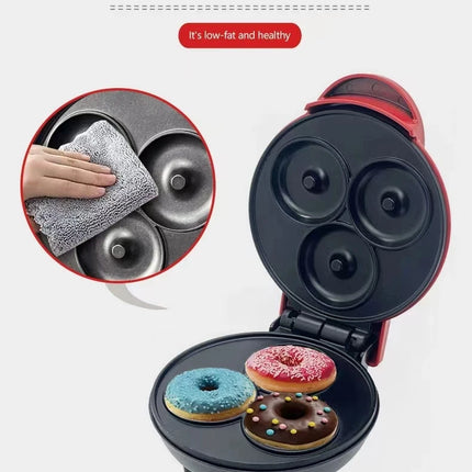 Mini home donut making machine, double-sided heating, non stick coating fast production, DIY breakfast for families and children