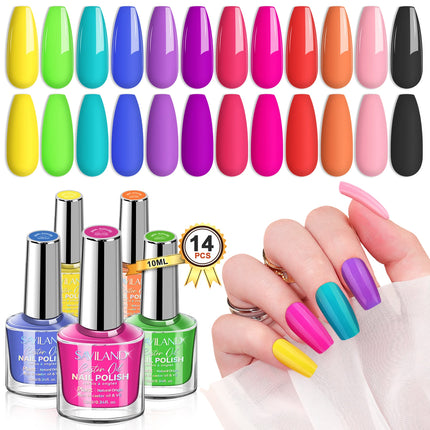 SAVILAND 12 Color Pastel Nail Polish Set Quick Dry Non Gel Formula with Castor Oil Base Top Glossy Coat for Manicure Art