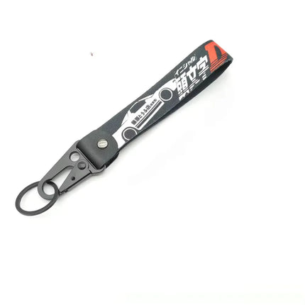 Initial D Car Keychain Nylon JDM Style Gift Lanyard Keyring Auto Key Steel Spring Clip Key Starp Key Pendant