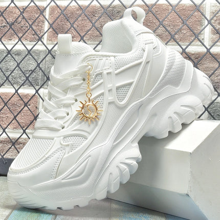 Women's four seasons fashion casual non-slip platform booster sports shoes women's high water platform pure white high heels