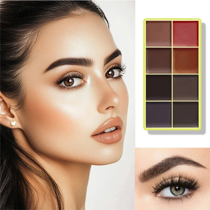  8-Color Eyebrow Cream Blush Curve Case Cream Cosmetics Palette Matte Shimmer Finishes Shadow Tones Long-Lasting Cosmetics