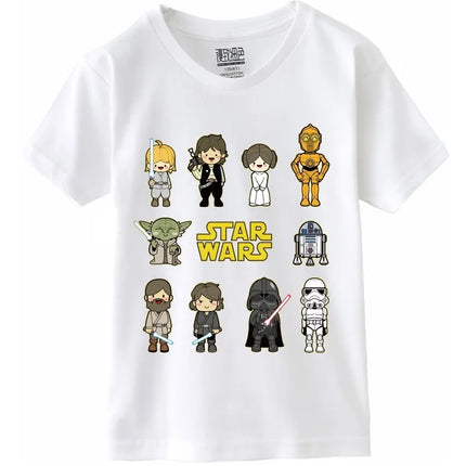 2026 New Cotton Breathable Children's T-shirt Trendy Cool Star Wars All Character Cartoon Printed Parent Child Short Sleeve
