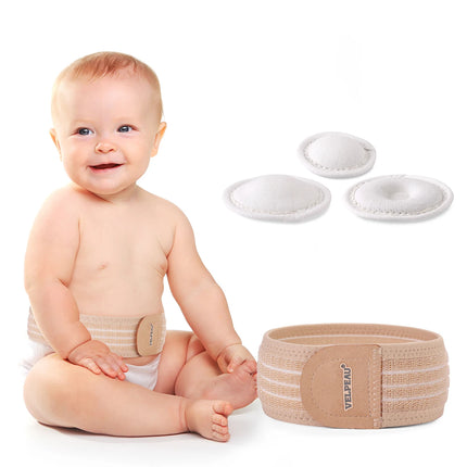 VELPEAU Baby Umbilical Hernia Belt, Newborn Belly Button Navel Band with 3 Compression Pads, Abdominal Binder Support for Infant
