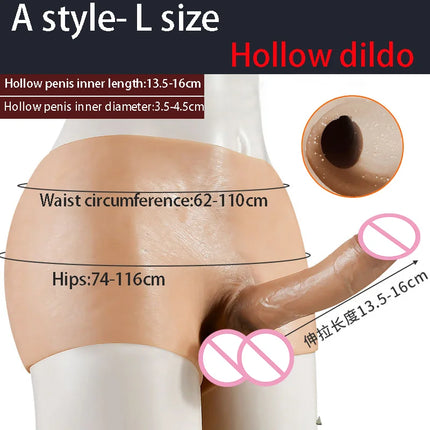 Lesbian Strap-On Dildo Penis Pants Realistic Soft Silicone Panties Solid Hollow Dildo For Men Woman Adults Sex Toys Masturbator