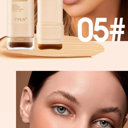 15g 2-in-1 foundation eraser double-ended concealer stick with brush head waterproof, natural makeup, long-lasting cream texture