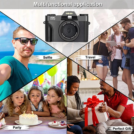 4K Digital Camera for Photography 16X Digital Zoom Vlogging Camera for YouTube 64MP WiFi Auto Focus Video Camera 3" Flip Screen