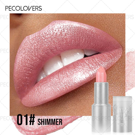 1PC Shiny Metallic Lipstick - Pearlescent Lip Gloss, Suitable for All Skin Types, High Pigmentation, Mild Formula, New Year Gift