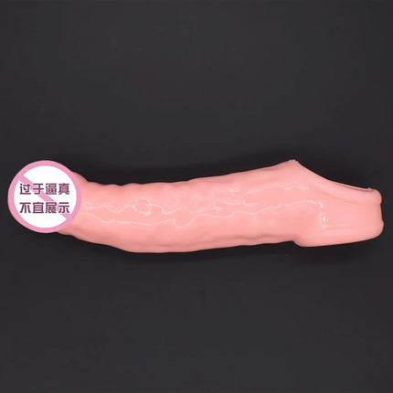 Reusable Penis Sleeve with Vibrator Penis Ring 19cm Clear Cock Ring Extender Soft Dick Enlarger for Couples Reusable Condoms