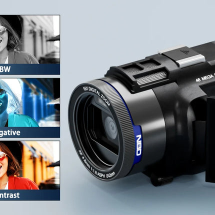 NBD 4K Camcorder Video Camera with 48MP Vlogging Camera With Wi-Fi & App Control,Video Recorder with 3X Battery Life, 16X Zoom