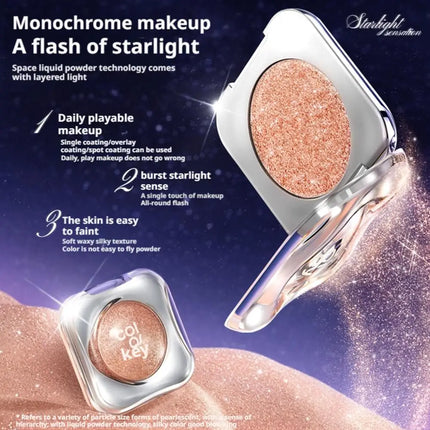 Colorkey Sparkling Single-color Eyeshadow Palette - Shiny Highlight, Non-smudging, Versatile for Daily Face Makeup