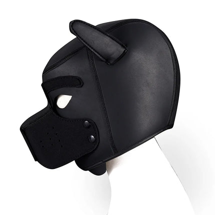 Fashion Puppy Cosplay Dog Mask Head Gear Party PU Leather Rubber Unisex Masks Adjustable Shoulder Strap Leather Chest Harness