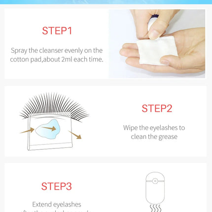 Blueyes 100ml Eyelash Cleanser Primer Grafting False Eyelashes Extension Spray Lash Cleaning Non-irritating Liquid Makeup Tools