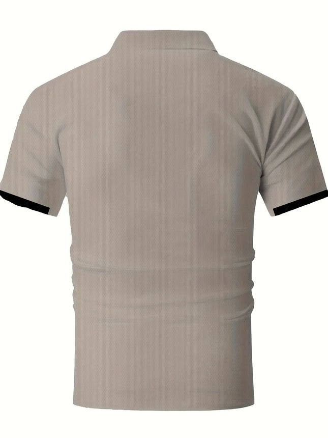 Summer Men's Golf-themed 3D Digital-print Short-sleeved Polo Outdoor Golf Shirt with Collar and Placket, Casual Sportswear Top