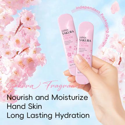 LAIKOU Sakura Hand Cream 3g Sachet Niacinamide Hyaluronic Acid Moisturizing Nourishing Mini Travel Hand Lotion for Dry Skin