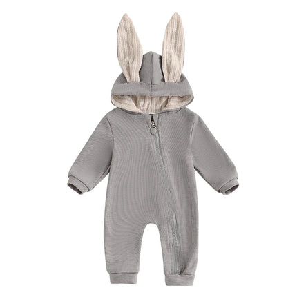Newborn Baby Romper Jumpsuit, Autumn/Spring Casual Cute Rabbit Ears Long Sleeves Bodysuit 0-24M