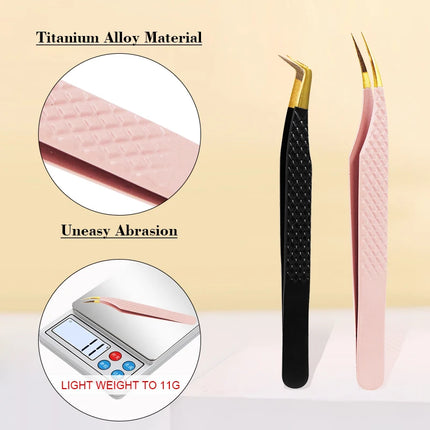 1pc Fiber Tip Tweezers Stainless Steel Straight Curved Nail Tools Volume Eyelash Accurate Tweezers Clip Set Makeup Tools