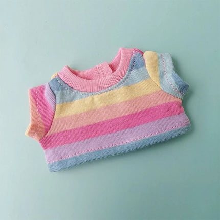 For 17cm Labubu Doll Clothes Labubu Summer Colorful T-shirt Work Pants Dressing Set Labubu Trendy Ropa