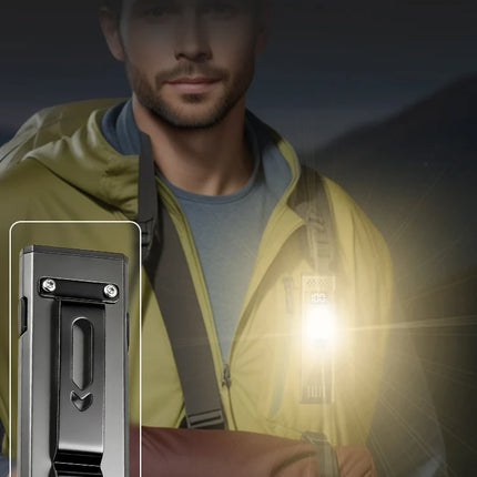 Ultra Thin Mini EDC Flashlight Magnetic LED Torch with Pen Clip USB Rechargeable Pocket Light for Outdoor Camping Hiking Carry