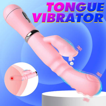 Powerful Rabbit Vibrator G-Spot Clitoris Stimulator Tongue Licking Dildo Thrusting Vagin Massager Masturbation Sex Toy for Women
