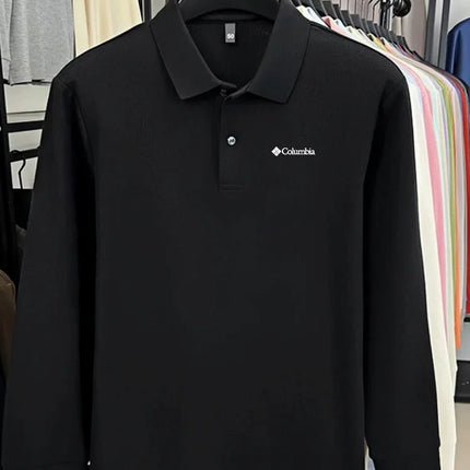 High-end brand Polo shirt, long-sleeved, fashionable, printed, men's top, spring, 100% cotton, skin-friendly, comfortable, casual T-shirt