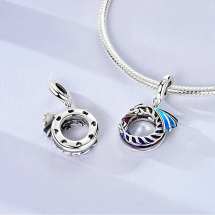 100% 925 Sterling Silver Blue Round Crystal Life Tree Angel Star Moon Pendants Charms Fit 925 Original Bracelets DIY Jewelry