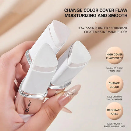 O'CHEAL Temperature Changing Foundation Stick Facial Coverage Blemishes Pores Double-Headed Face Matte Makeup Foundation Cream