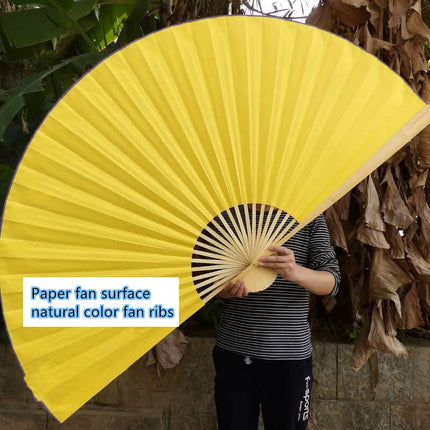 Large Blank Golden Foils Xuan Paper Fan Retro Wall Mount Painting Calligraphy DIY Paper Fan Oversize Home Decorative Folding Fan