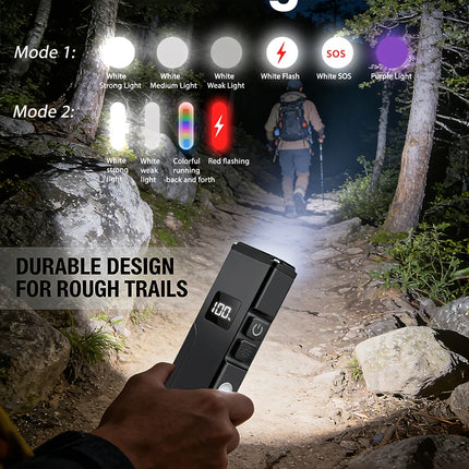 Super Bright EDC Flashlight UV Purple Light Lamp USB Charging RGB Side Light Magnetic Work Light with Pen Clip Ideal for Outdoor