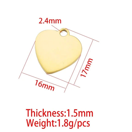 20pcs Heart 304 Stainless Steel Stamping Blank Tag Pendants Charms With Snap on Bails For Necklace Jewelry Making Gift