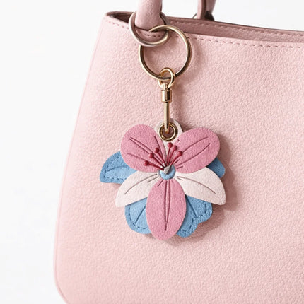 Fashion Cartoon Flower Keychain PU Leather Access Control Card Holder Bag Pendant Ornament Multicolor Bag Hanging Men