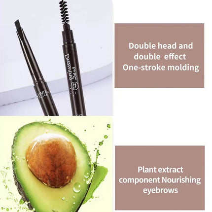 Double Ended Eyebrow Pencil Rotatable Triangle Eye Brow Pen Sweatproof Waterproof Smooth Lasting Beauty With Brush Makeup Tool