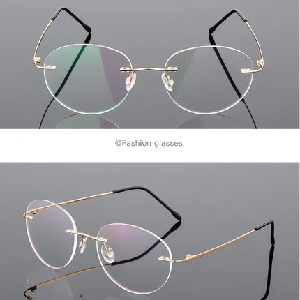Framless Round Myopia Glasses Finished Women Men Ultra-light Rimless Shortsighted Prescription Eyeglasses 0 -0.5 -0.75 To -6.0