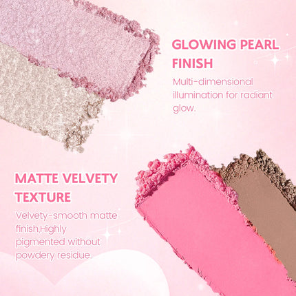 Baked blush facial makeup, high impact color, light and smooth, for Natural Finish -buildable color， contour and highlight the f
