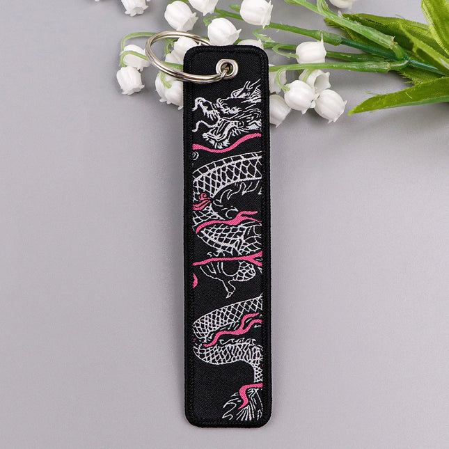 Dragon Embroidery Key Fobs Cool Keychain For Motorcycles Cars Key Ring Key Holder Key Pendant Key Tags Chaveiro Jewelry Gift