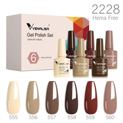 6pcs/kit VENALISA Valentine's Day Collection Lovely Pink Nails HEMA FREE TPO FREE Soak Off UV LED Semi Permanent Set Gel Varnish