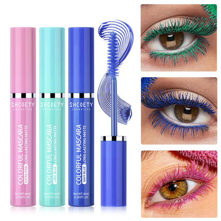 Wine Red Color Mascara Curl Thick Fiber Eyelash Extension Waterproof Non-smudding Blue Green Pink Black Eyes Lengthening Makeup