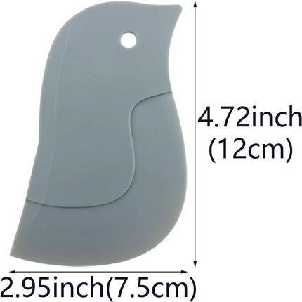 Penguin Shaped Silicone Kitchen Scraper, Flexible Non-Scratch Cleaning Tool for Baking Residue & Grease, Safe for Stainless Steel Surfaces & Sink Washing