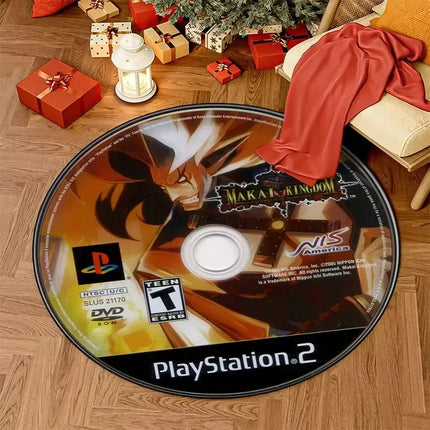 Anime CD Records Living Room Carpet Creative Circular Carpet Seat Basket Cushion Themed Decor Floor Mat Gaming Room Round Rug