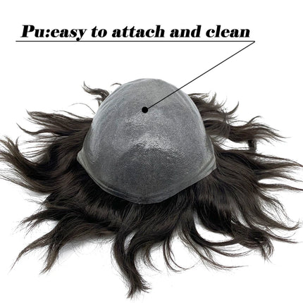 Toupee Men Capillary Prosthesis Wig Man 0.06mm Full Skin Real Human Hair Short Wigs Hair Piece Prosthetic Hair Male System Unit
