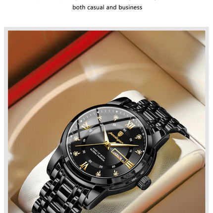 POEDAGAR Sport Casual Men's Wristwatch Waterproof Stainless Steel Luminous Original Men's Watch Date Week Men's Quartz Watches Reloj