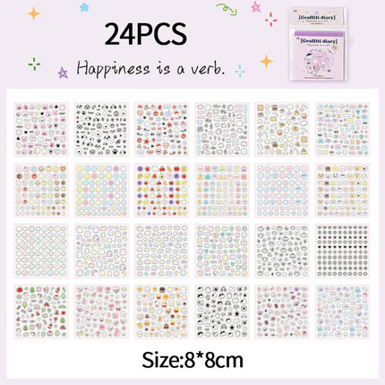 Cartoon Mini Sticker Book Tiny Pet Food Stickers Book Children Girls Nail Sticker Decor DIY Notebook Scrapbook Planner Decals