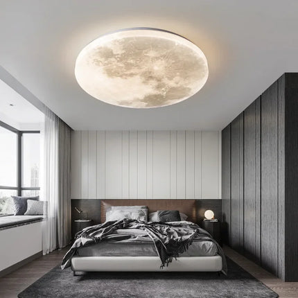 Lunar LED Ceiling Light, Minimalist Round Pendant, Moon-Inspired Lighting for Bedroom, Kitchen, Balcony Decor