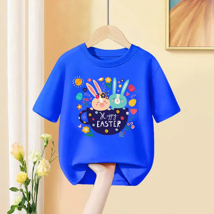 Aimi Lakana Girl Easter Day T-shirt Rabbit & Bunny Cartoon Clothes Children Short-sleeved Top Summer Shirt 3-14T