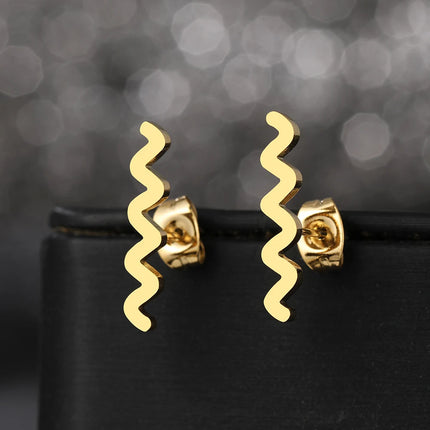 Stainless Steel Earrings 2022 Trend Simple Wave Charms Luxury Fashion Stud Earrings For Women Jewelry Party Friends Kpop Gifts