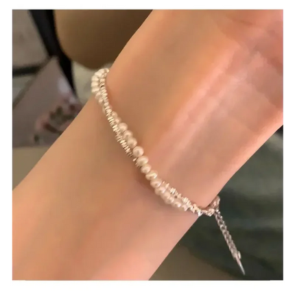 925 Sterling Silver Bracelet Double Layer Pearl Bracelet for Women Girl Vintage Luxury Design Bead Korean Jewelry Charm Bracelet