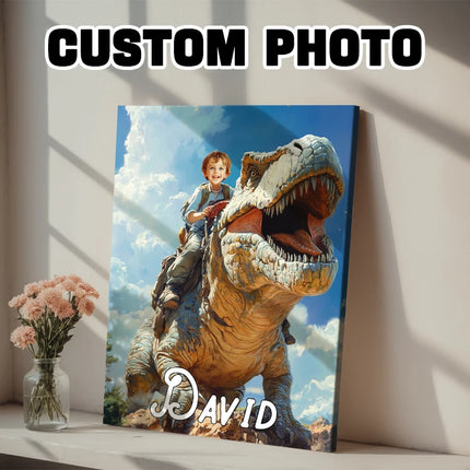 1pc personalized customization, give your child a dinosaur ride, frameless canvas painting, gift for children