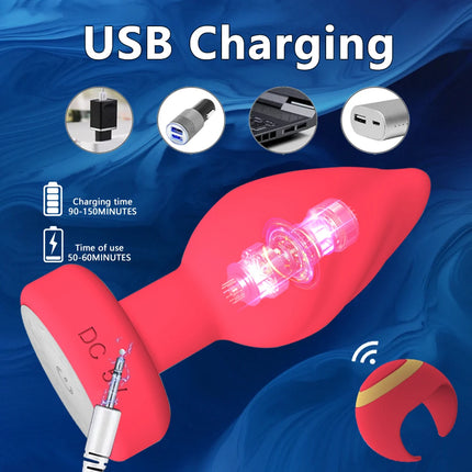 Luminous Anal Plug Vibrators Ring Remote Control Prostate Massager Vaginal Butt Plug Stimulator Adult Couples Sex Toys for Women