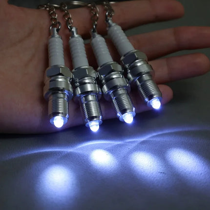 Casual Fashion Sparkplug LED Key Ring for Men Spark Plug Pendant Key Chain Keychain Car Parts Keyring Marvel Drive Key Chains