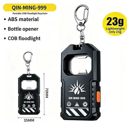 Strong Light LED Keychain Flashlight USB C Rechargeable Waterproof Torch with COB Light Source and Bottle Opener Camping Lantern